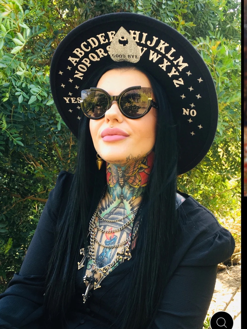 Black Ouija Board Wide-Brim Witch Hat - Picture 3 of 9